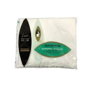 Penney's Nation-Wide Strong Muslin 100% Cotton  Bed Sheet 63" x 99"